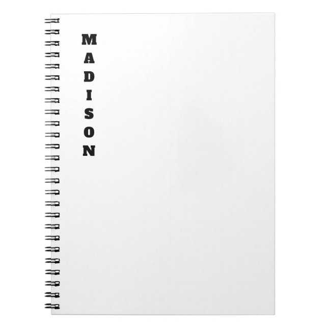 Stylish Calligraphy Name Black & White Notebook (Front)