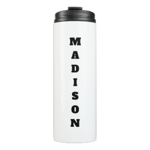 Stylish Calligraphy Name Black & White Thermal Tumbler