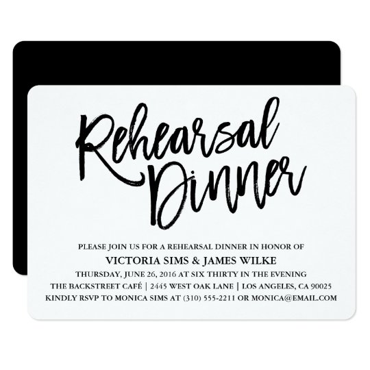 Stylish Calligraphy Rehearsal Dinner Invitation