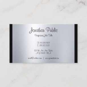 Stylish Calligraphy Script Silver Plain Modern Business Card