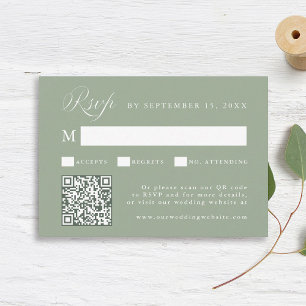 Stylish Calligraphy Script Wedding Sage Green RSVP Card