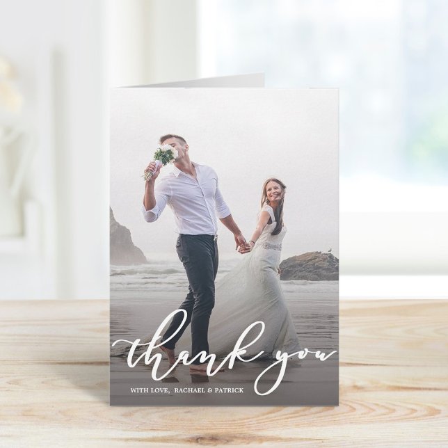 Stylish Calligraphy Script Wedding Thank You Photo (Creator Uploaded)