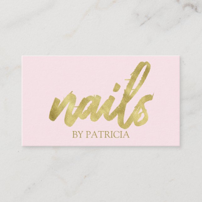 Stylish Calligraphy Signature Nails Professional Business Card (Front)