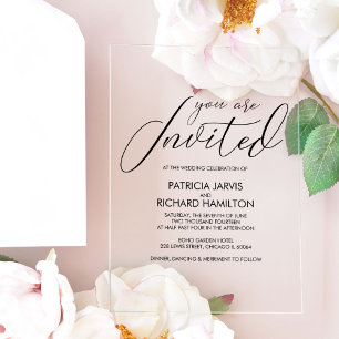 Stylish Calligraphy Wedding Acrylic Invitations