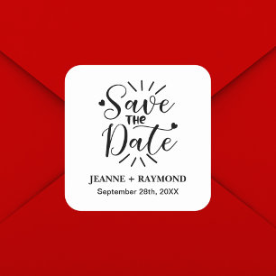 Stylish Calligraphy Wedding Save the Date Square Sticker