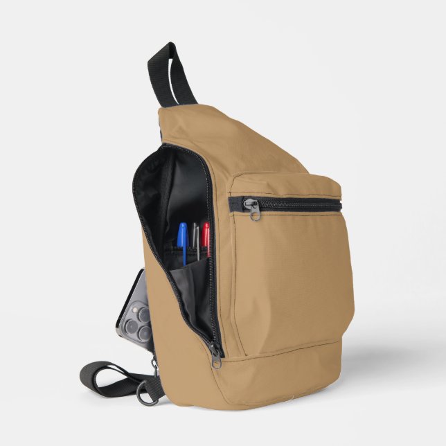 Stylish Camel Colour Print Cut Sew Sling Bag (Open)