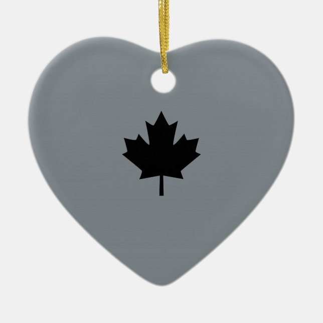 Stylish Canadian Black Maple Leaf Ceramic Tree Decoration (Front)