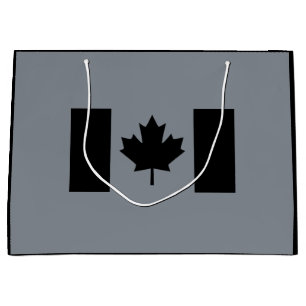 Stylish Canadian Flag in Black Large Gift Bag