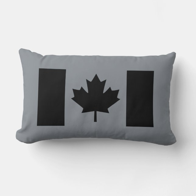 Stylish Canadian Flag in Black Lumbar Cushion (Front)
