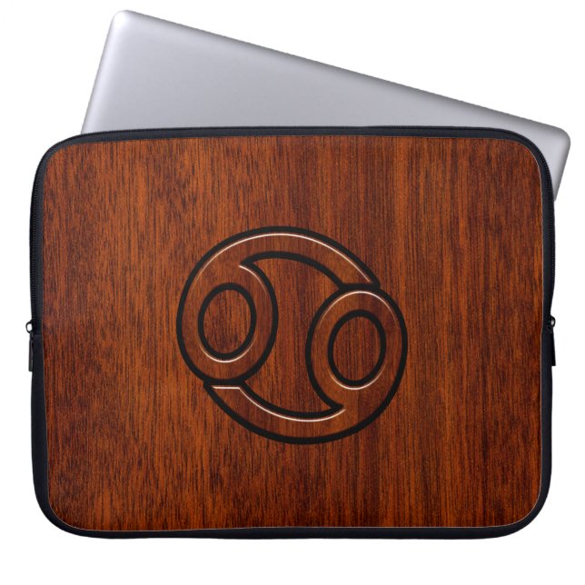 Stylish Cancer Sign on Mahogany Decor Laptop Sleeve (Front)