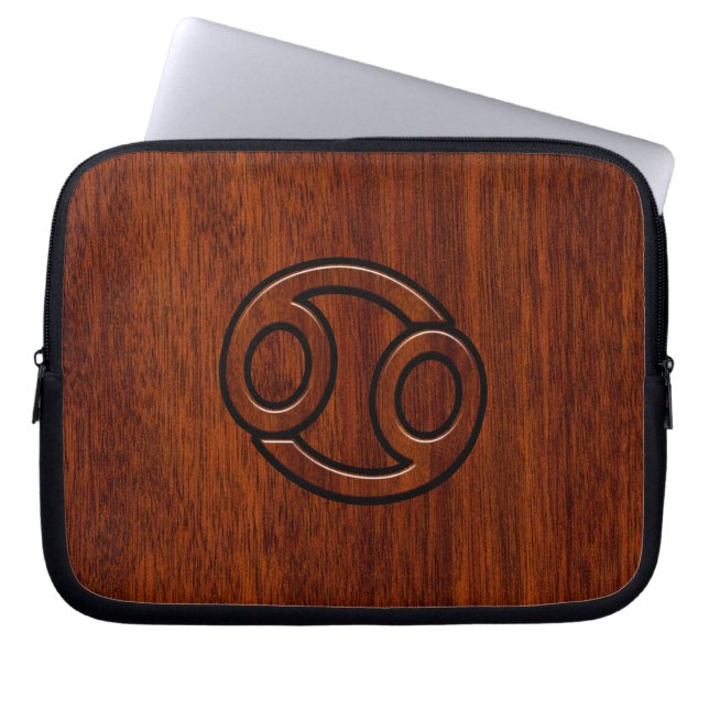 Stylish Cancer Sign on Mahogany Decor Laptop Sleeve (Front)