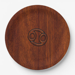 Stylish Cancer Sign on Mahogany Decor Paper Plate