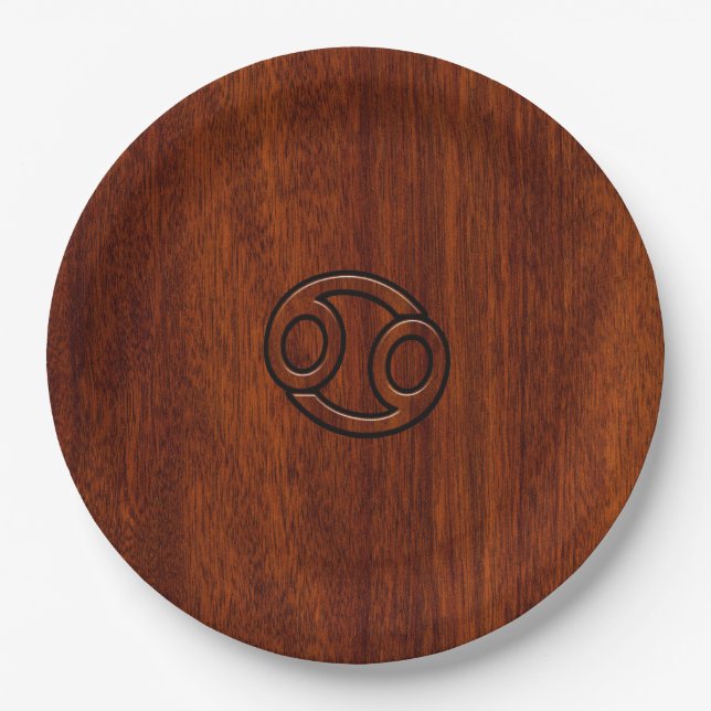 Stylish Cancer Sign on Mahogany Decor Paper Plate (Front)