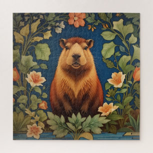 Stylish Capybara - Inspired by William Morris Jigsaw Puzzle