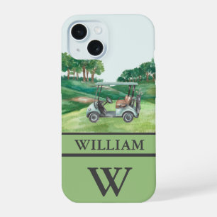 Stylish Cart Course Clubs Monogram Name iPhone 15 Case