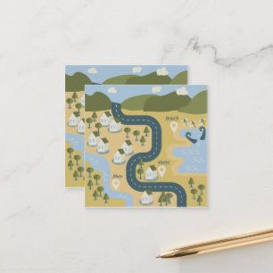 Stylish cartoon landscape vacation travel map appointment card