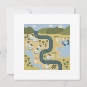 Stylish cartoon landscape vacation travel map card