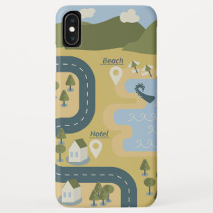 Stylish cartoon landscape vacation travel map iPhone XS max case