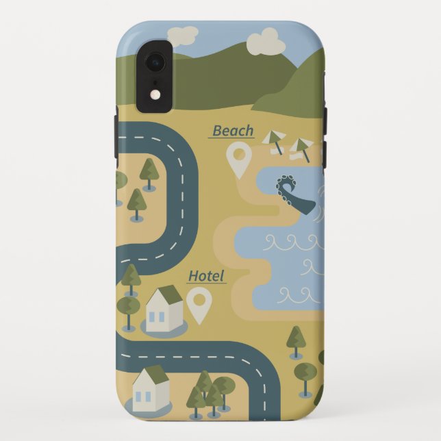 Stylish cartoon landscape vacation travel map Case-Mate iPhone case (Back)