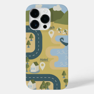 Stylish cartoon landscape vacation travel map Case-Mate iPhone 14 pro case