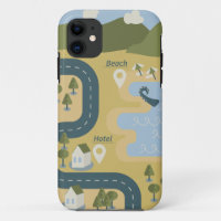 Stylish cartoon landscape vacation travel map