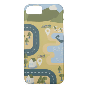 Stylish cartoon landscape vacation travel map iPhone 8/7 case