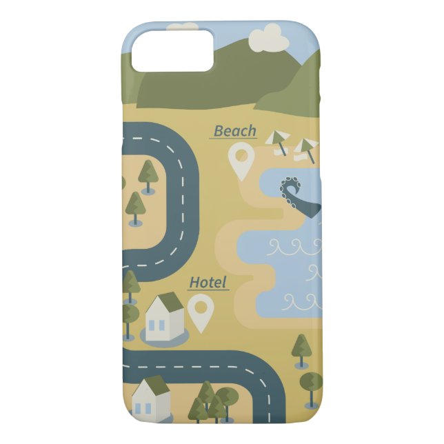 Stylish cartoon landscape vacation travel map Case-Mate iPhone case (Back)