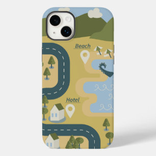 Stylish cartoon landscape vacation travel map Case-Mate iPhone 14 plus case