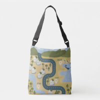 Stylish cartoon landscape vacation travel map
