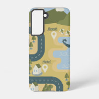 Stylish cartoon landscape vacation travel map