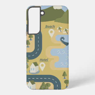 Stylish cartoon landscape vacation travel map samsung galaxy case