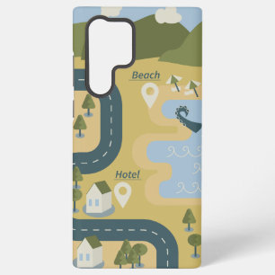 Stylish cartoon landscape vacation travel map samsung galaxy case
