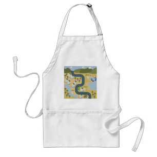 Stylish cartoon landscape vacation travel map standard apron