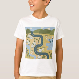Stylish cartoon landscape vacation travel map T-Shirt