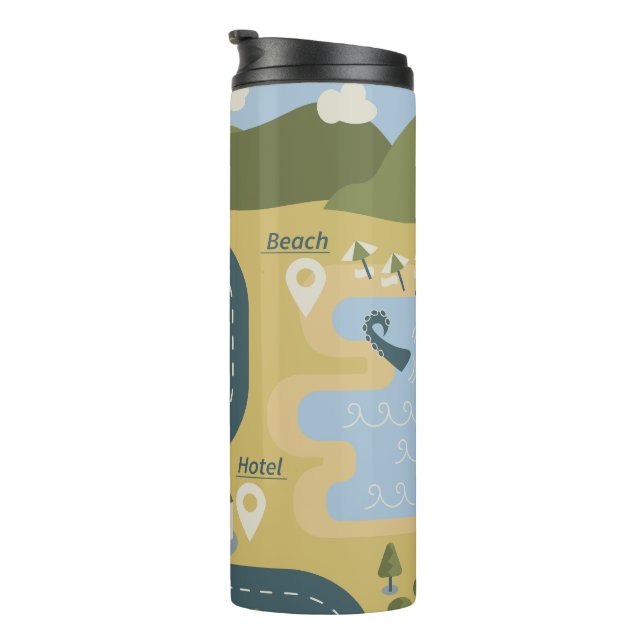 Stylish cartoon landscape vacation travel map thermal tumbler (Rotated Right)