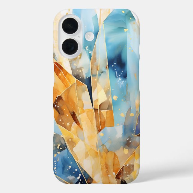 Stylish case with abstract crystals in blue shades (Back)