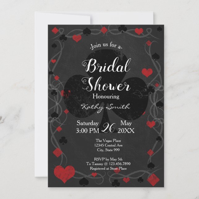 Stylish casino bridal shower invitation (Front)