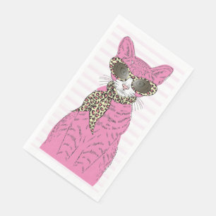 Stylish Cat Cats Leopard  Napkin