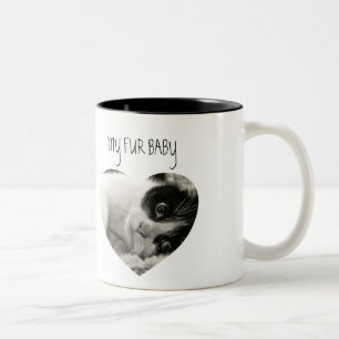 Stylish Cat Heart Photo Two-Tone Coffee Two-Tone Coffee Mug