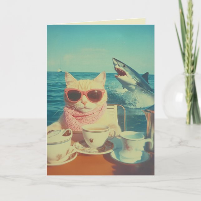 Stylish Cat’s Ocean Tea Party Invitation (Front)