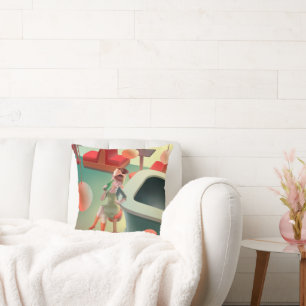 Stylish Cat with Bottle Sitting at Bar Cushion