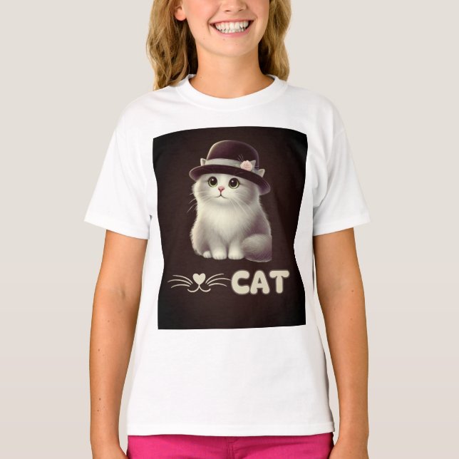 Stylish Cat with Hat – Perfect Gift for Cat Lovers T-Shirt (Front)