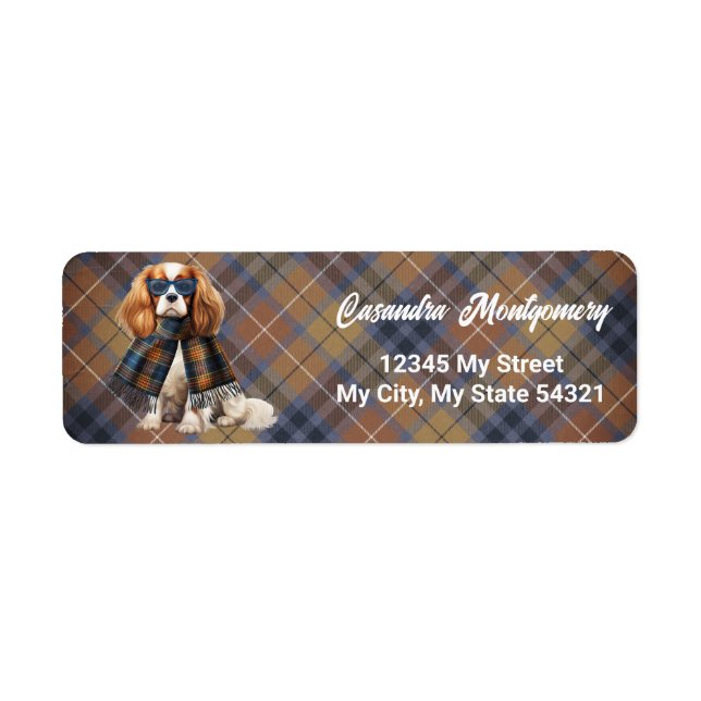 Stylish Cavalier King Charles Plaid Address (Front)
