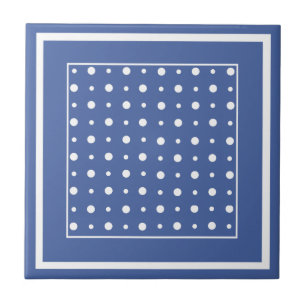 Stylish Ceramic Tile, Dark Blue Polka Dots Tile