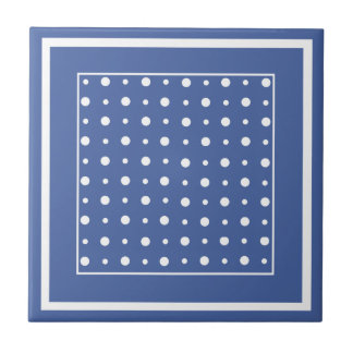 Stylish Ceramic Tile, Dark Blue Polka Dots Tile
