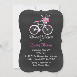 Stylish Chalkboard Bridal Bike Shower Invitation