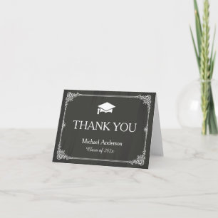 Stylish Chalkboard Grad Graduation Thank You