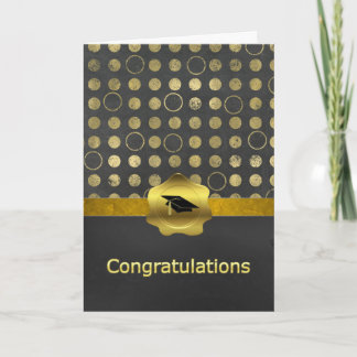 Stylish Chalkboard Grey and Gold Graduation Card