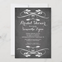Stylish Chalkboard Leaf Flourish Bridal Shower
