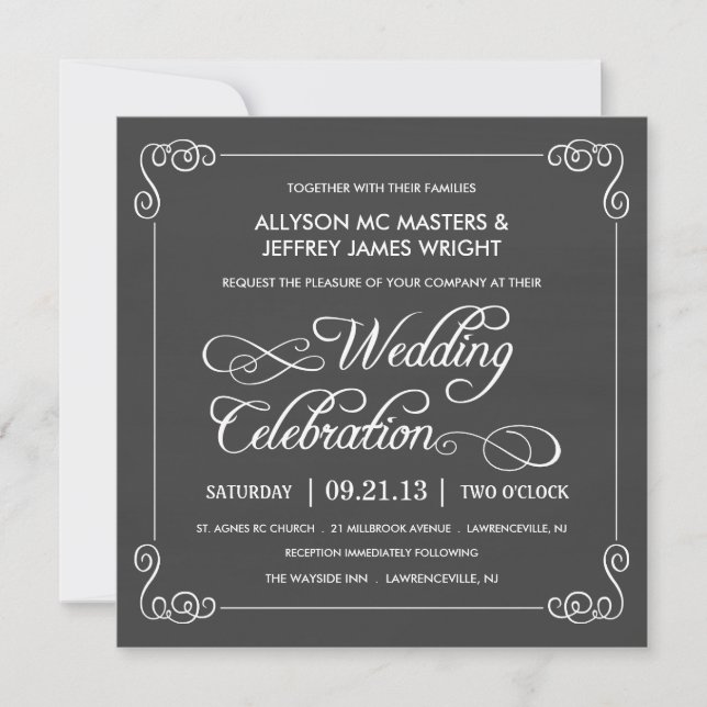 Stylish Chalkboard Wedding Invitation (Front)